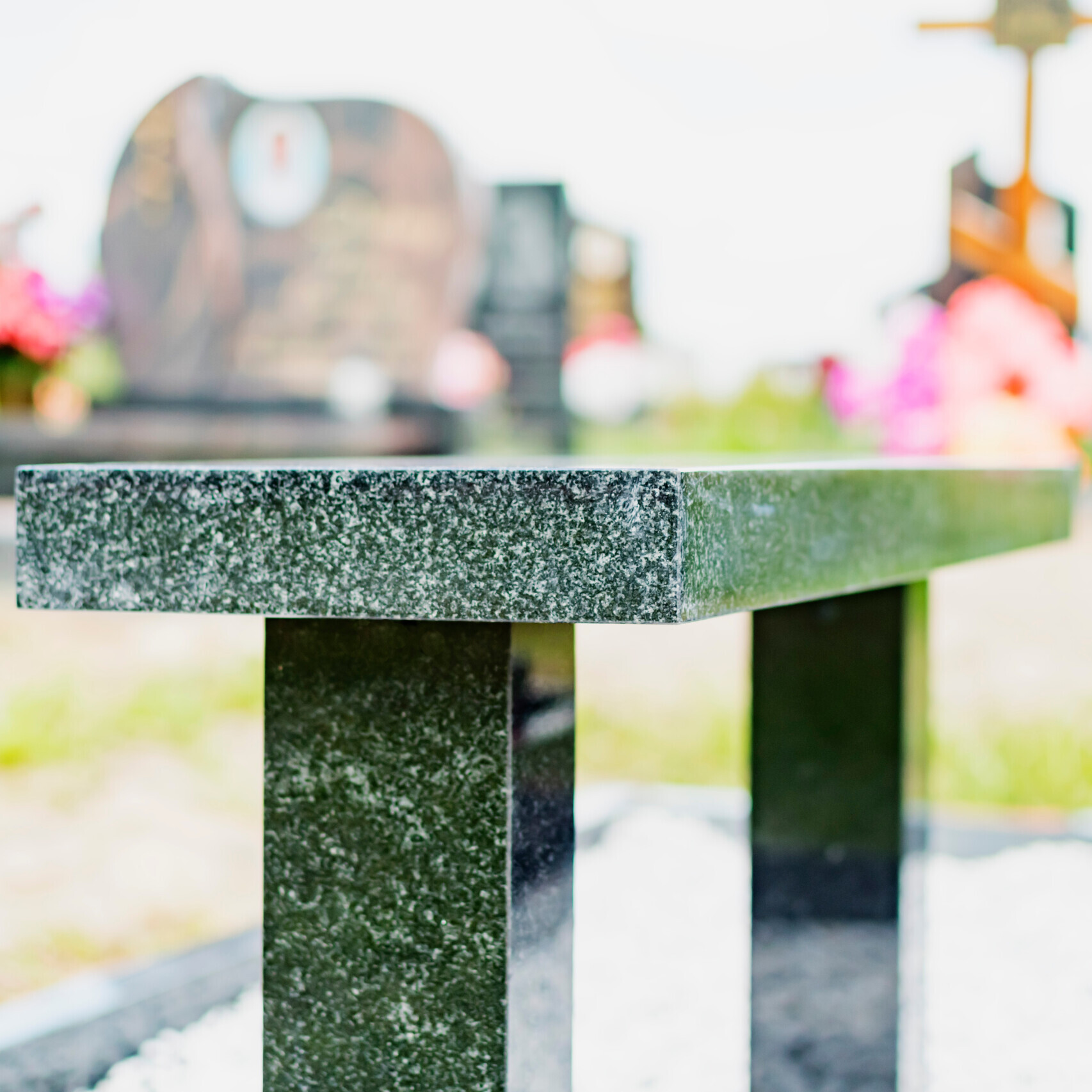 Granite bench on the grave